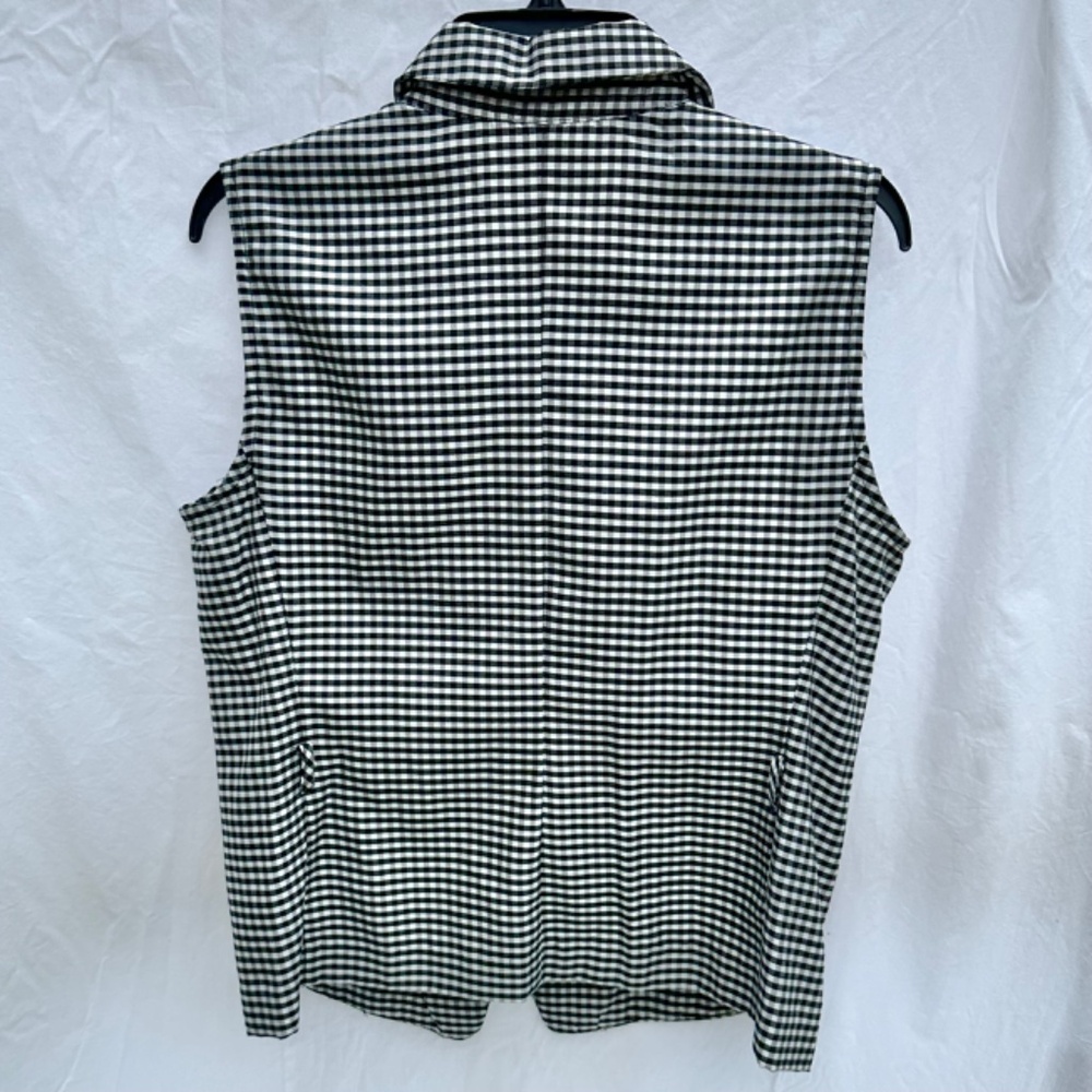 Gingham Button Down Sleeveless Peplum Belted Shirt - Picture 3 of 3